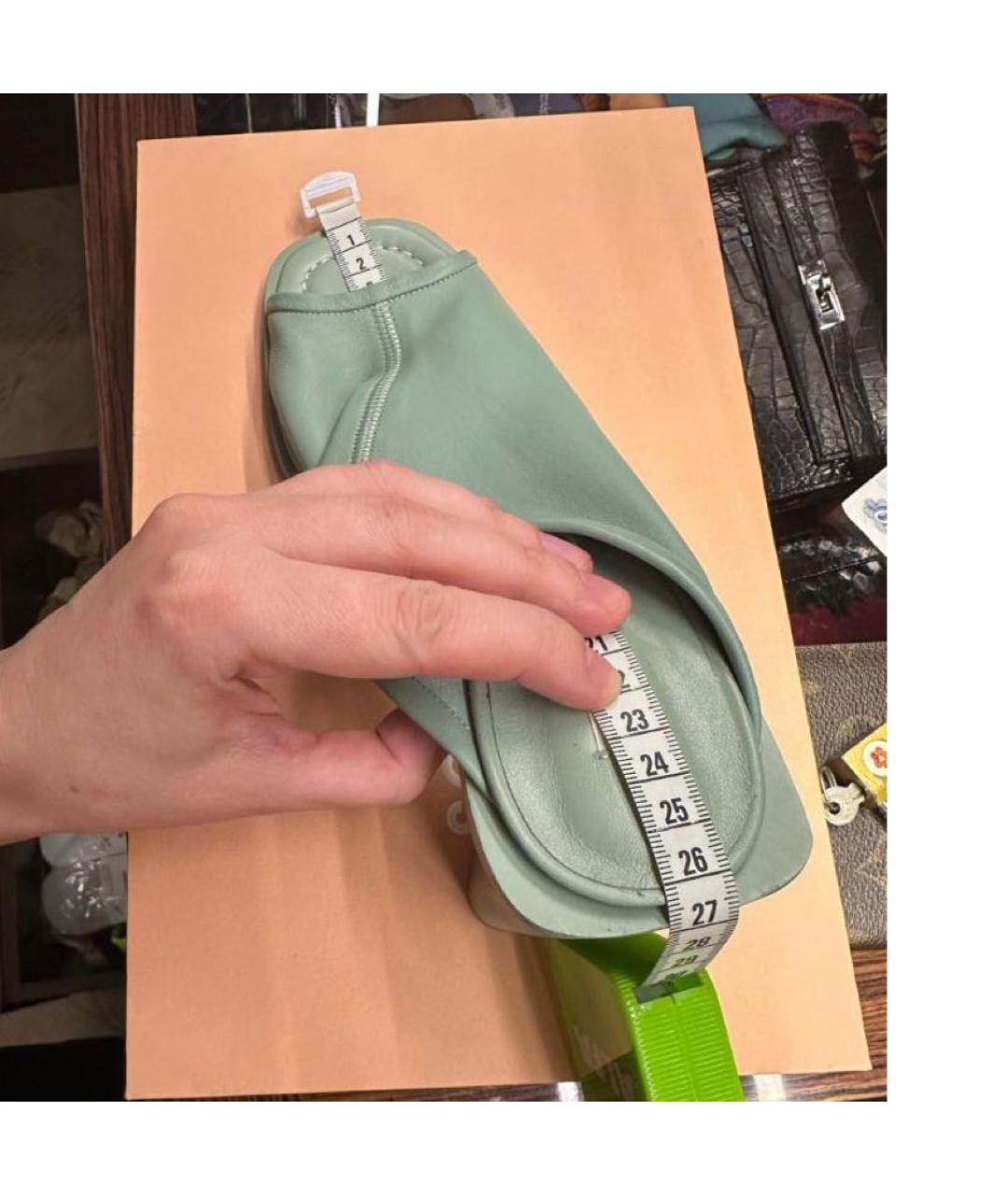 ACNE STUDIOS Зеленые кожаные мюли, фото 5