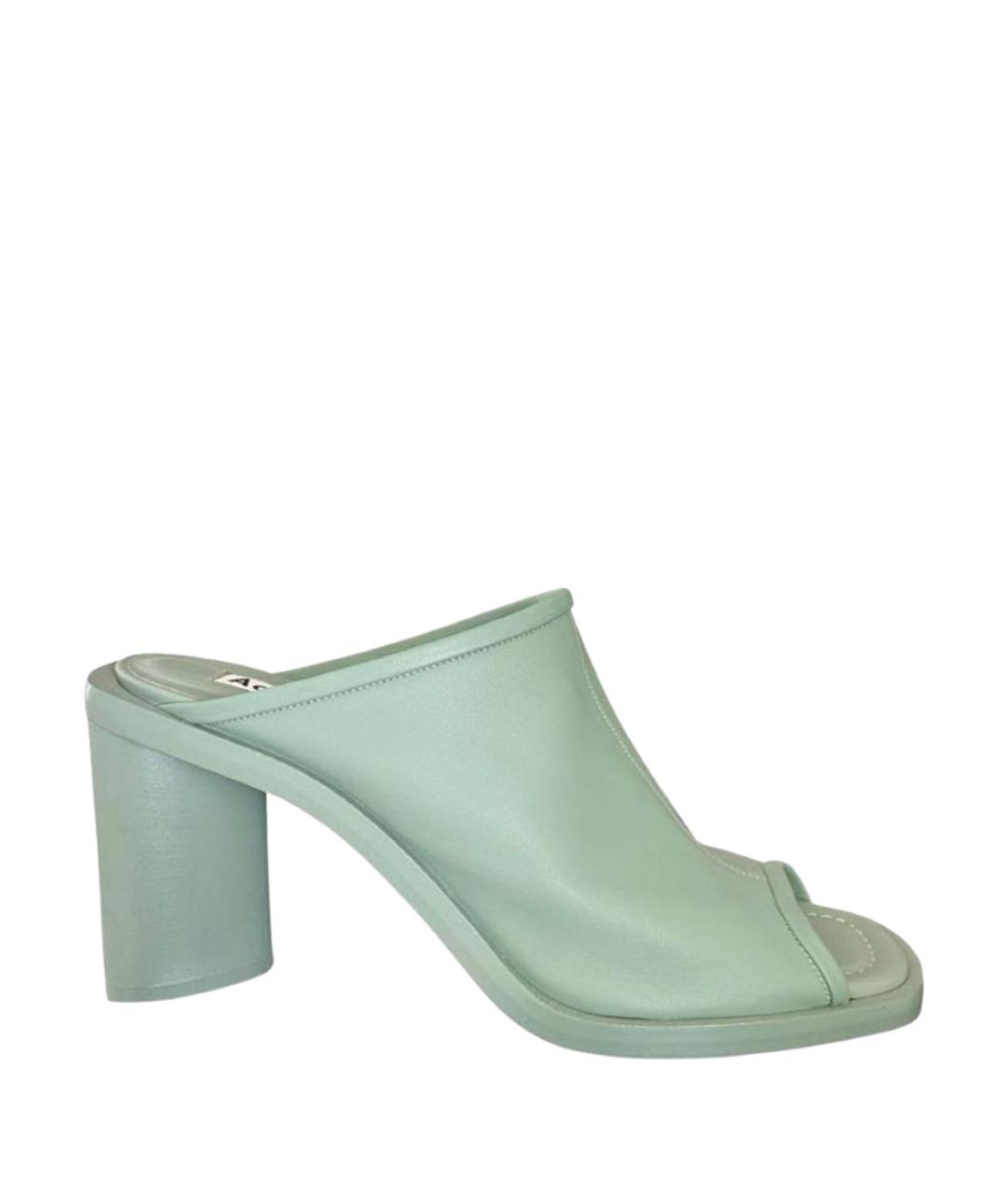 ACNE STUDIOS Зеленые кожаные мюли, фото 1