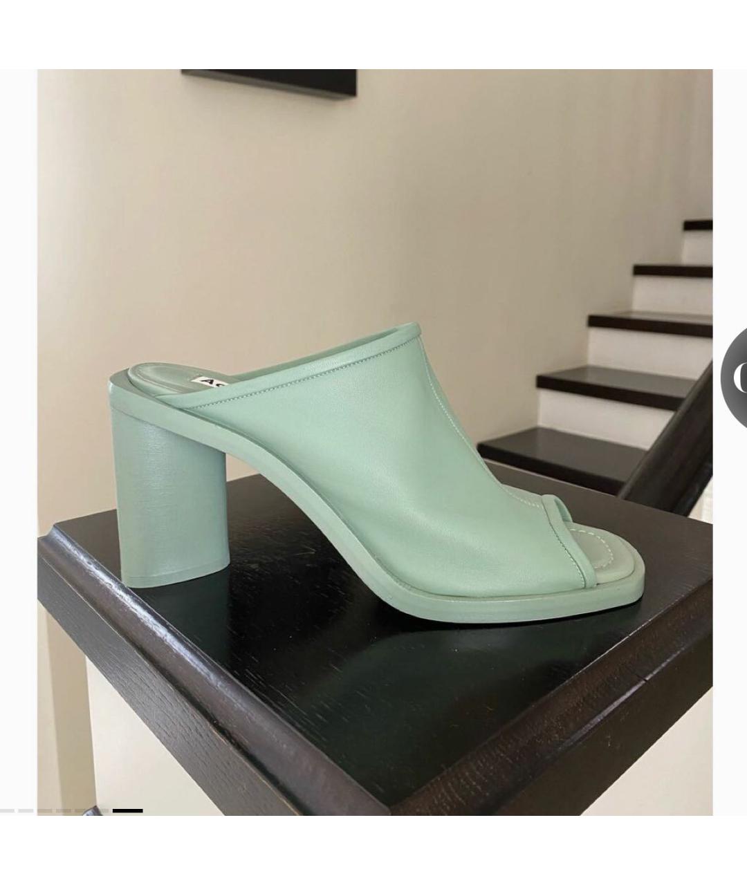 ACNE STUDIOS Зеленые кожаные мюли, фото 6