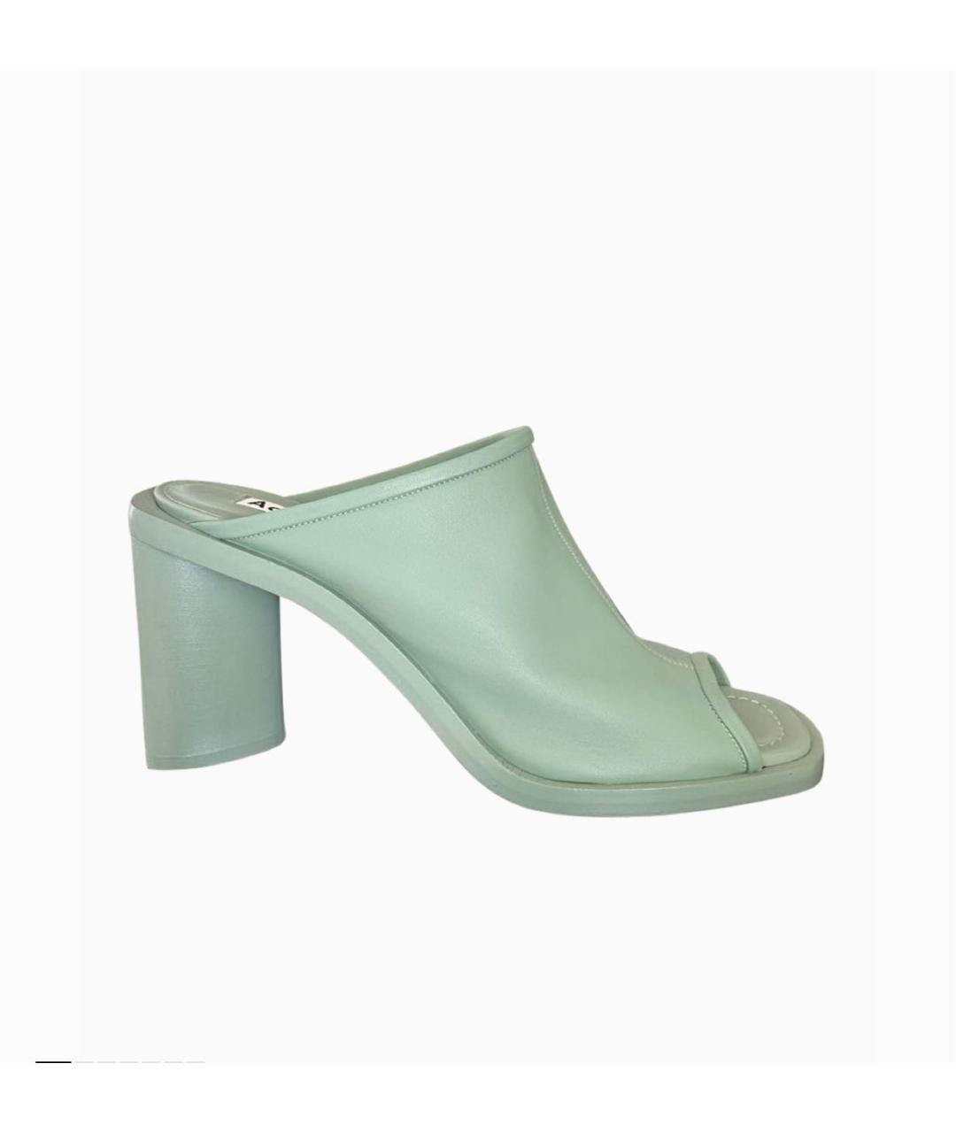 ACNE STUDIOS Зеленые кожаные мюли, фото 8