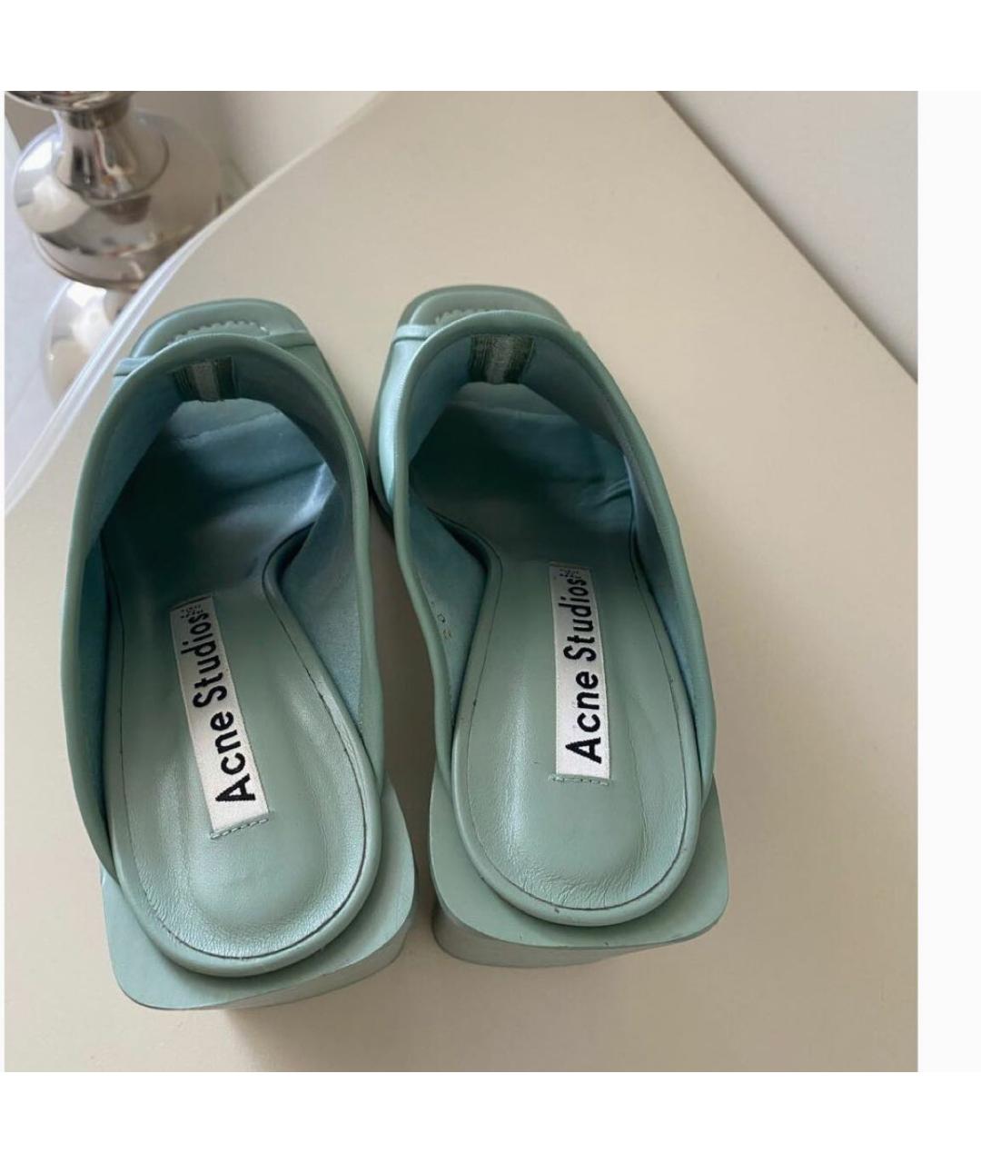 ACNE STUDIOS Зеленые кожаные мюли, фото 3