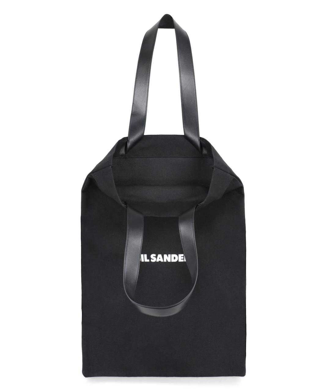 JIL SANDER Черная хлопковая сумка тоут, фото 3