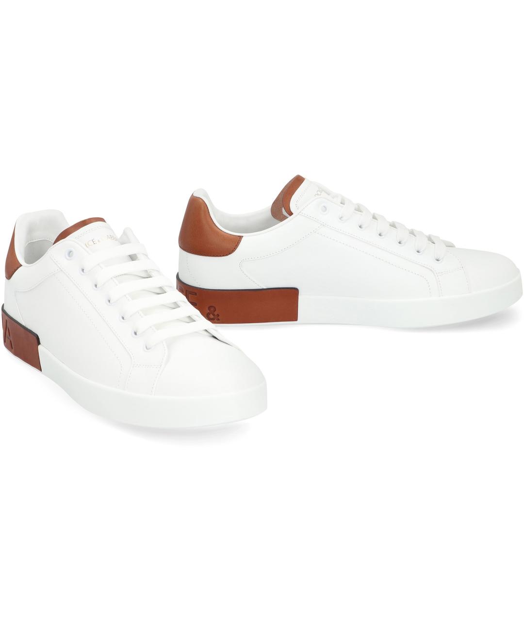 DOLCE&GABBANA Белые кожаные низкие кроссовки / кеды, фото 3