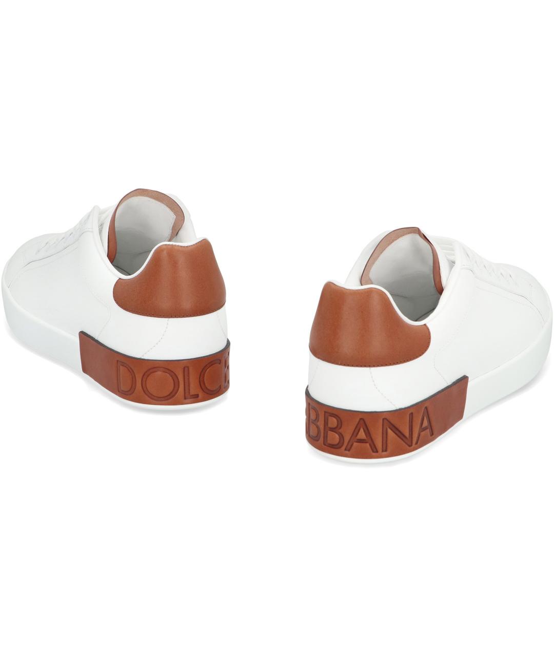 DOLCE&GABBANA Белые кожаные низкие кроссовки / кеды, фото 4