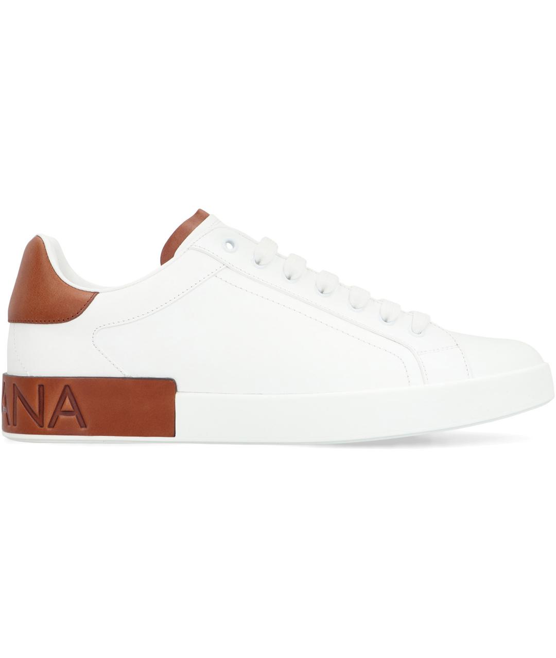 DOLCE&GABBANA Белые кожаные низкие кроссовки / кеды, фото 2