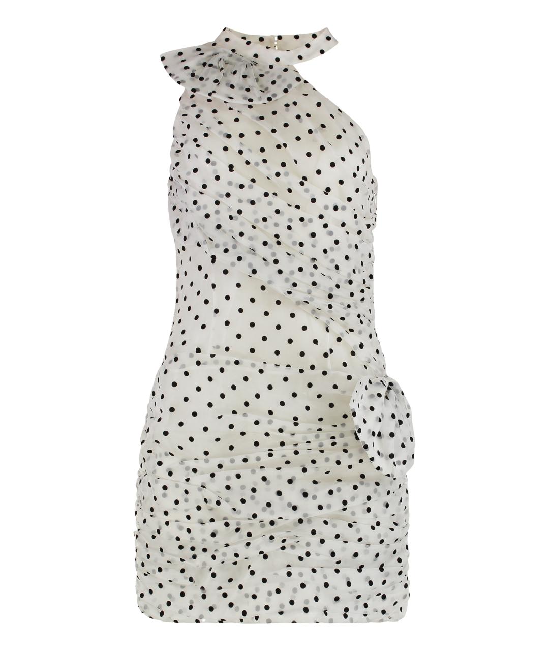 ALESSANDRA RICH Белое шелковое коктейльное платье, фото 1