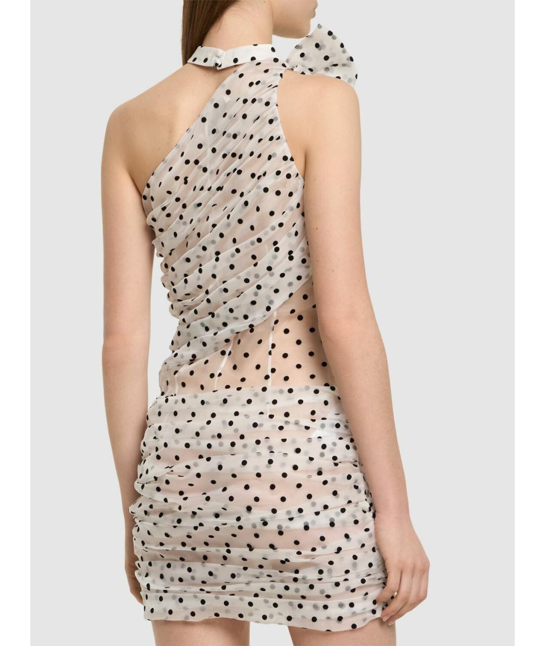 ALESSANDRA RICH Белое шелковое коктейльное платье, фото 3