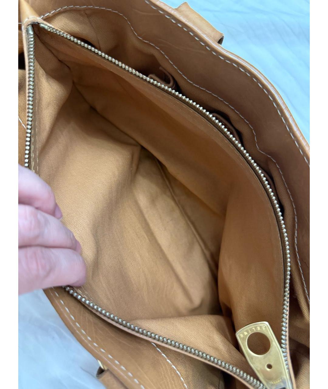 CELINE Бежевая кожаная сумка с короткими ручками, фото 8