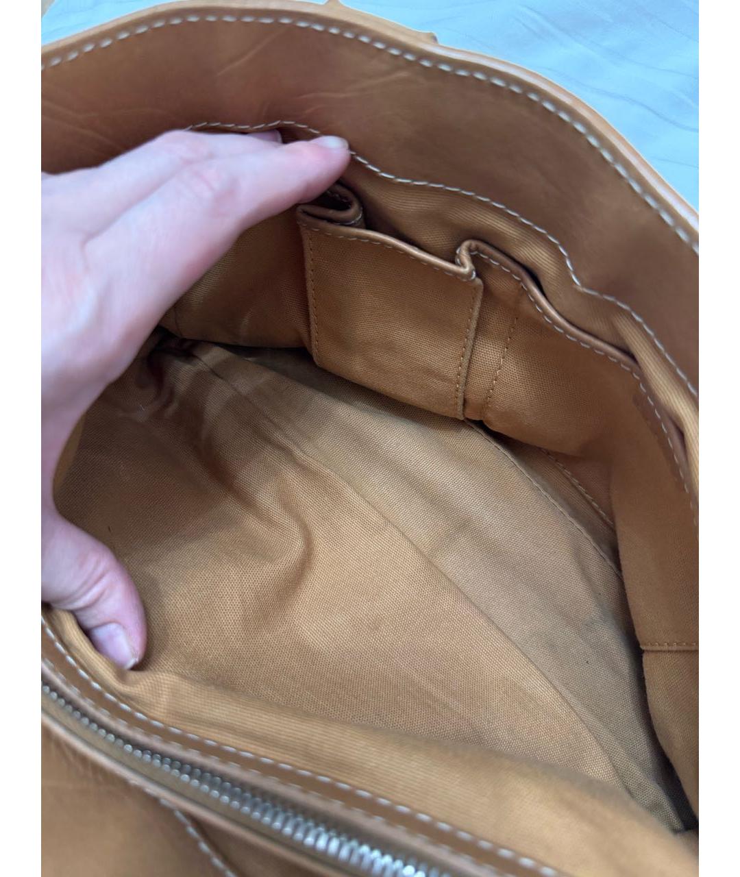 CELINE Бежевая кожаная сумка с короткими ручками, фото 6