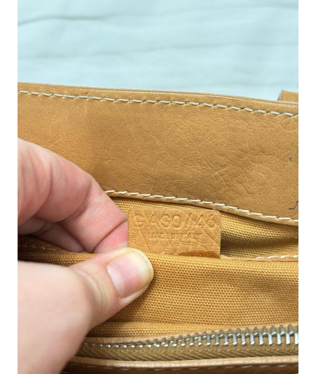 CELINE Бежевая кожаная сумка с короткими ручками, фото 5