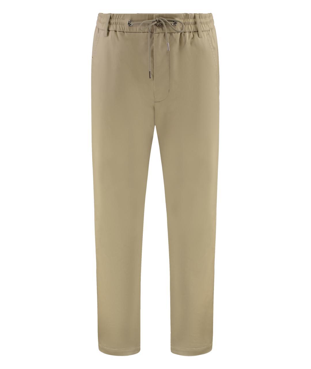 MONCLER Бежевые хлопковые повседневные брюки, фото 3