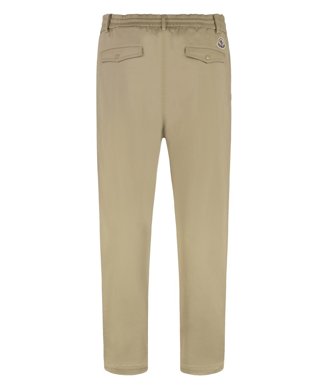 MONCLER Бежевые хлопковые повседневные брюки, фото 2