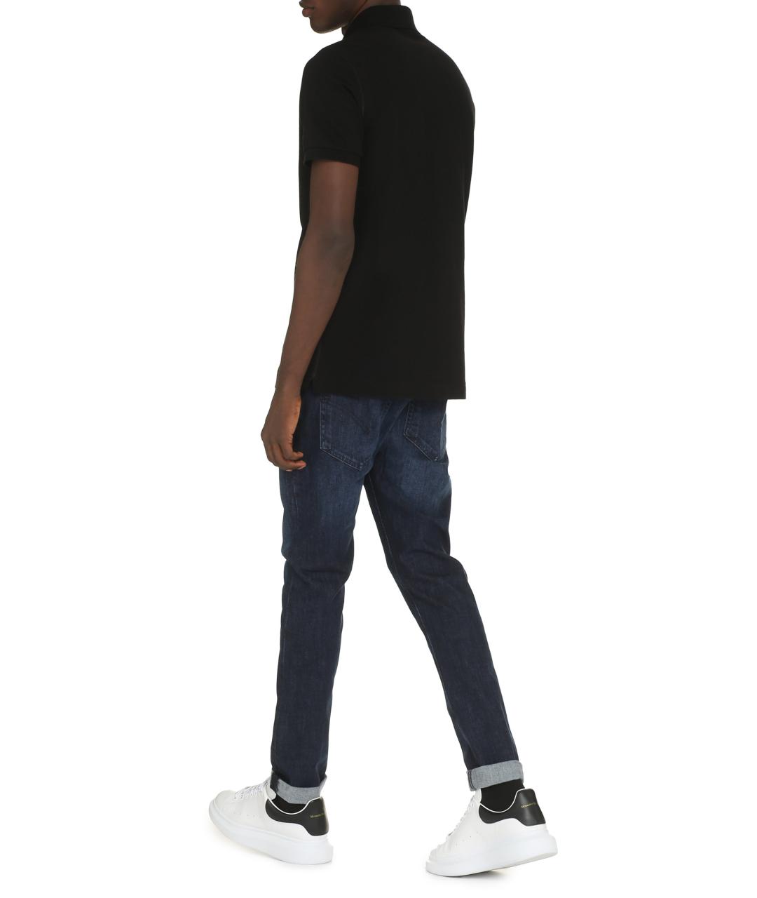 DOLCE&GABBANA Черное хлопковое поло с коротким рукавом, фото 4