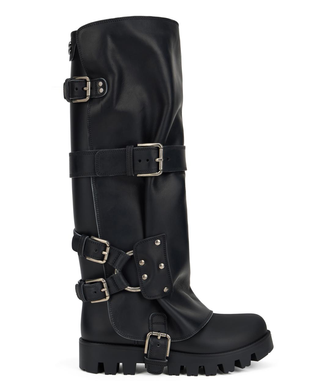 DOLCE&GABBANA Черные кожаные сапоги, фото 1
