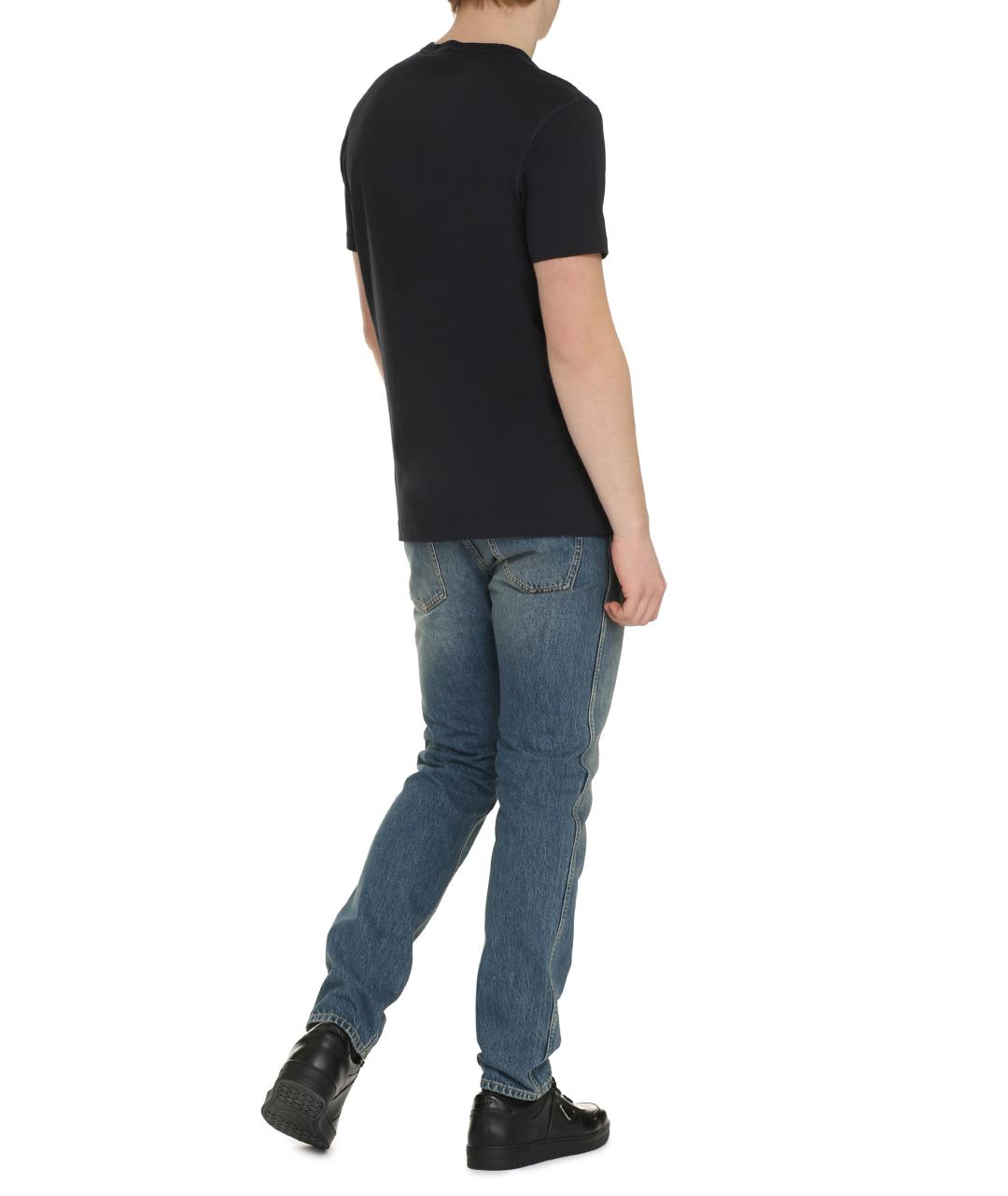 DOLCE&GABBANA Темно-синяя хлопковая футболка, фото 4