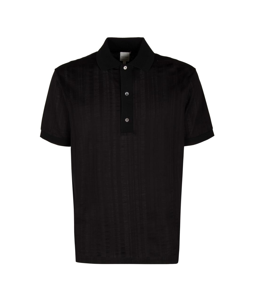 PAUL SMITH Черное хлопковое поло с коротким рукавом, фото 1