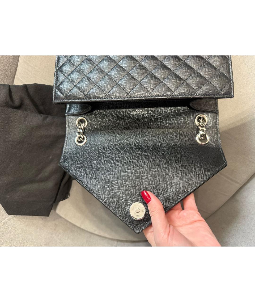 SAINT LAURENT Черная кожаная сумка через плечо, фото 7