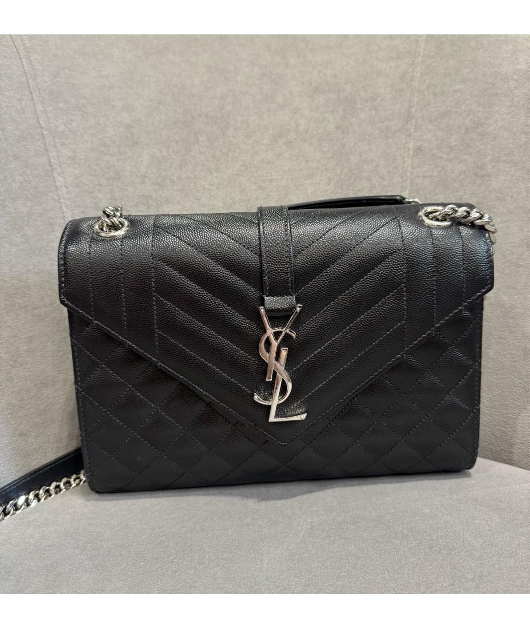 SAINT LAURENT Черная кожаная сумка через плечо, фото 9