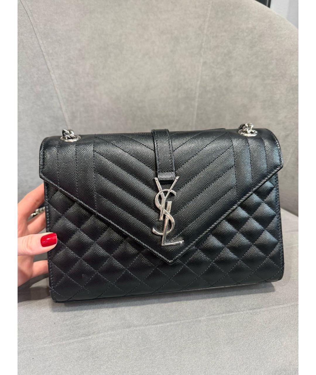 SAINT LAURENT Черная кожаная сумка через плечо, фото 2
