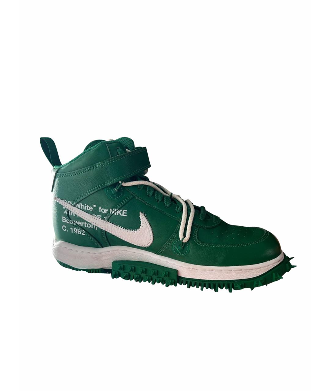 NIKE X OFF-WHITE Зеленые кожаные высокие кроссовки / кеды, фото 1