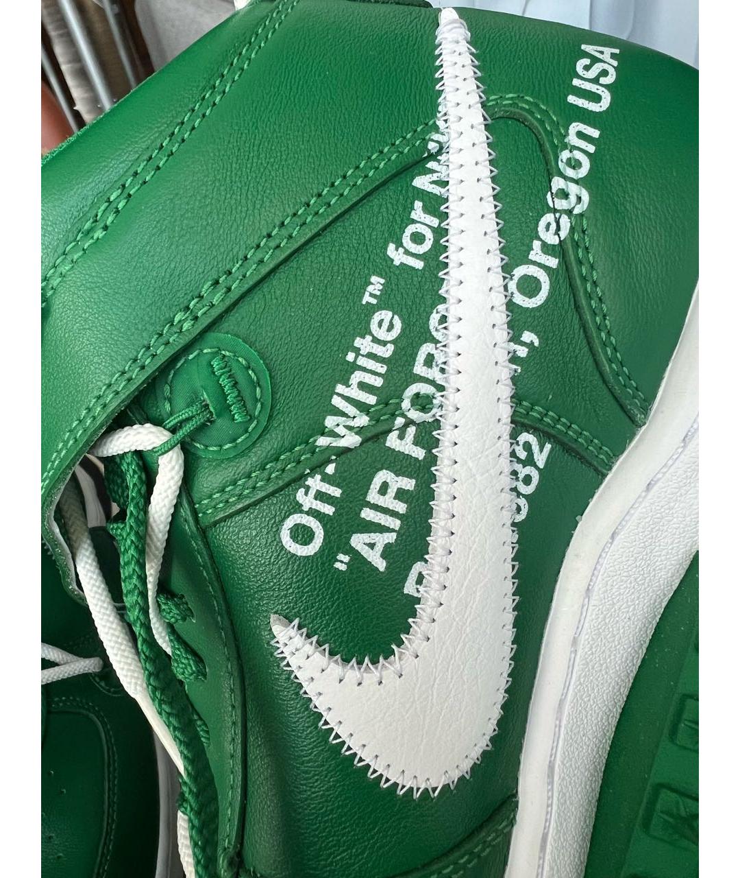 NIKE X OFF-WHITE Зеленые кожаные высокие кроссовки / кеды, фото 7