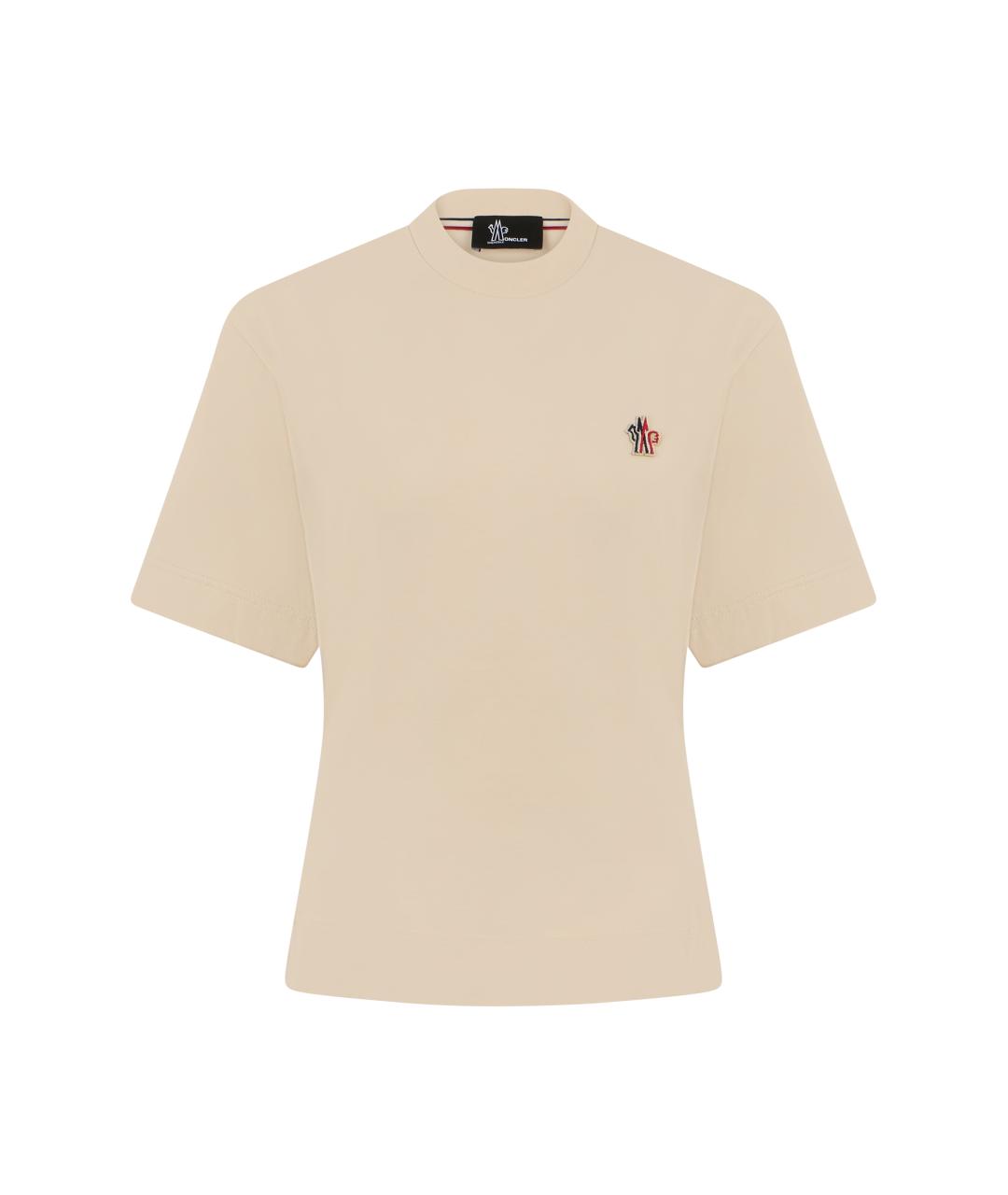 MONCLER GRENOBLE Бежевая хлопковая футболка, фото 1