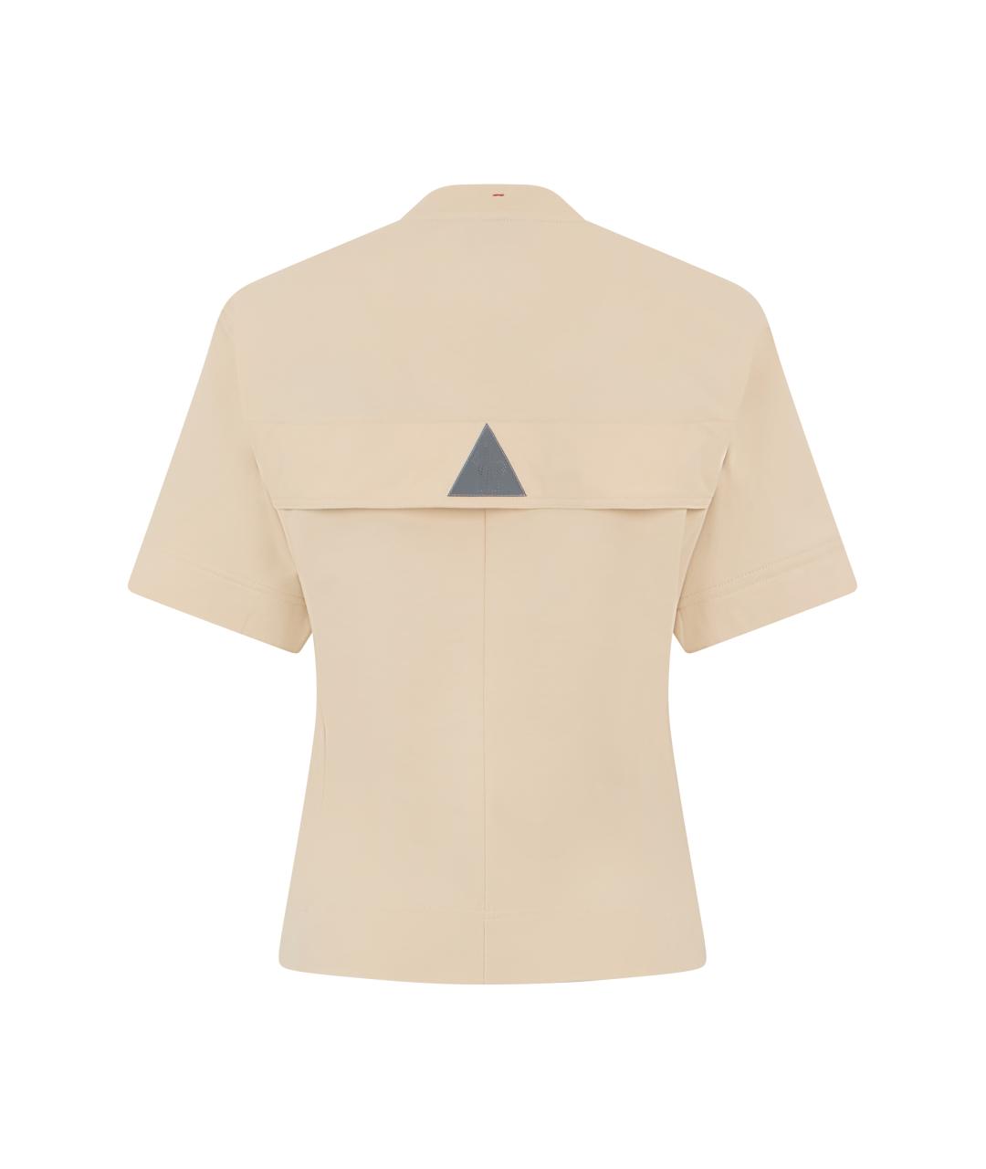 MONCLER GRENOBLE Бежевая хлопковая футболка, фото 2