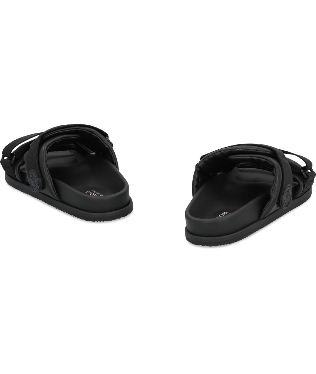 MONCLER Черные кожаные шлепанцы, фото 4