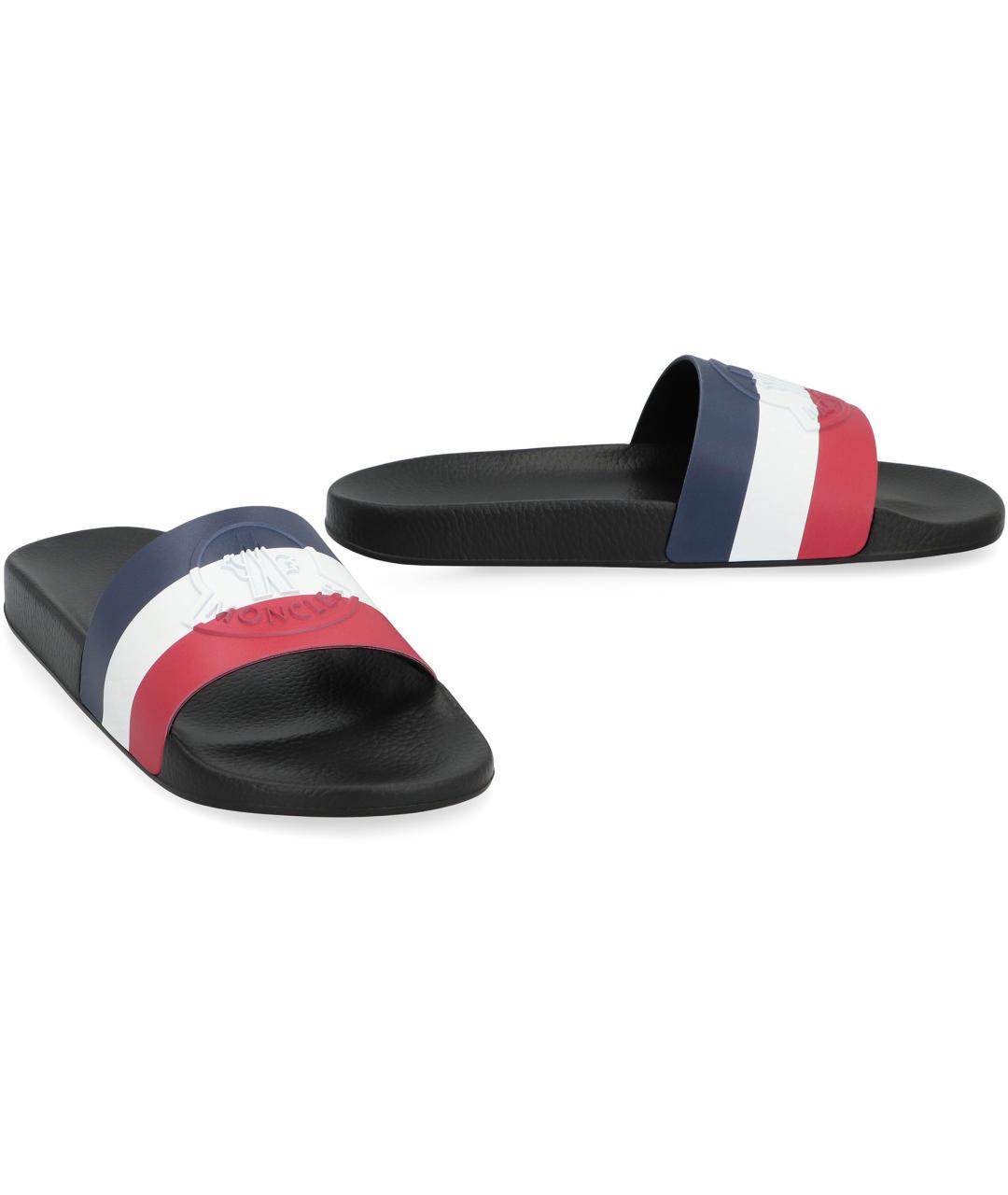 MONCLER Черные резиновые шлепанцы, фото 3
