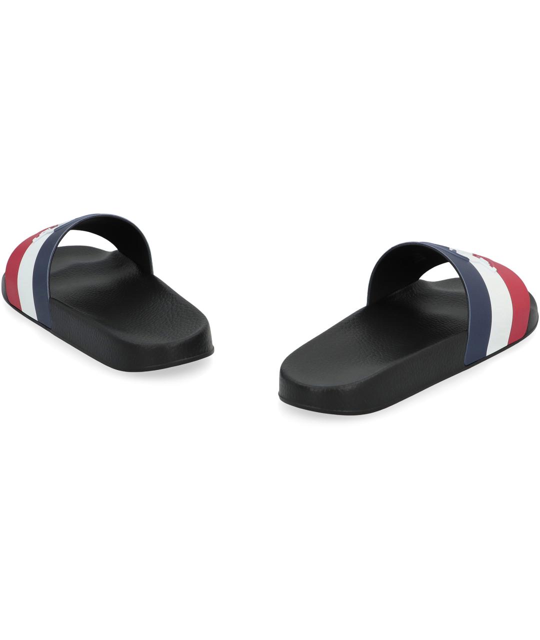 MONCLER Черные резиновые шлепанцы, фото 4