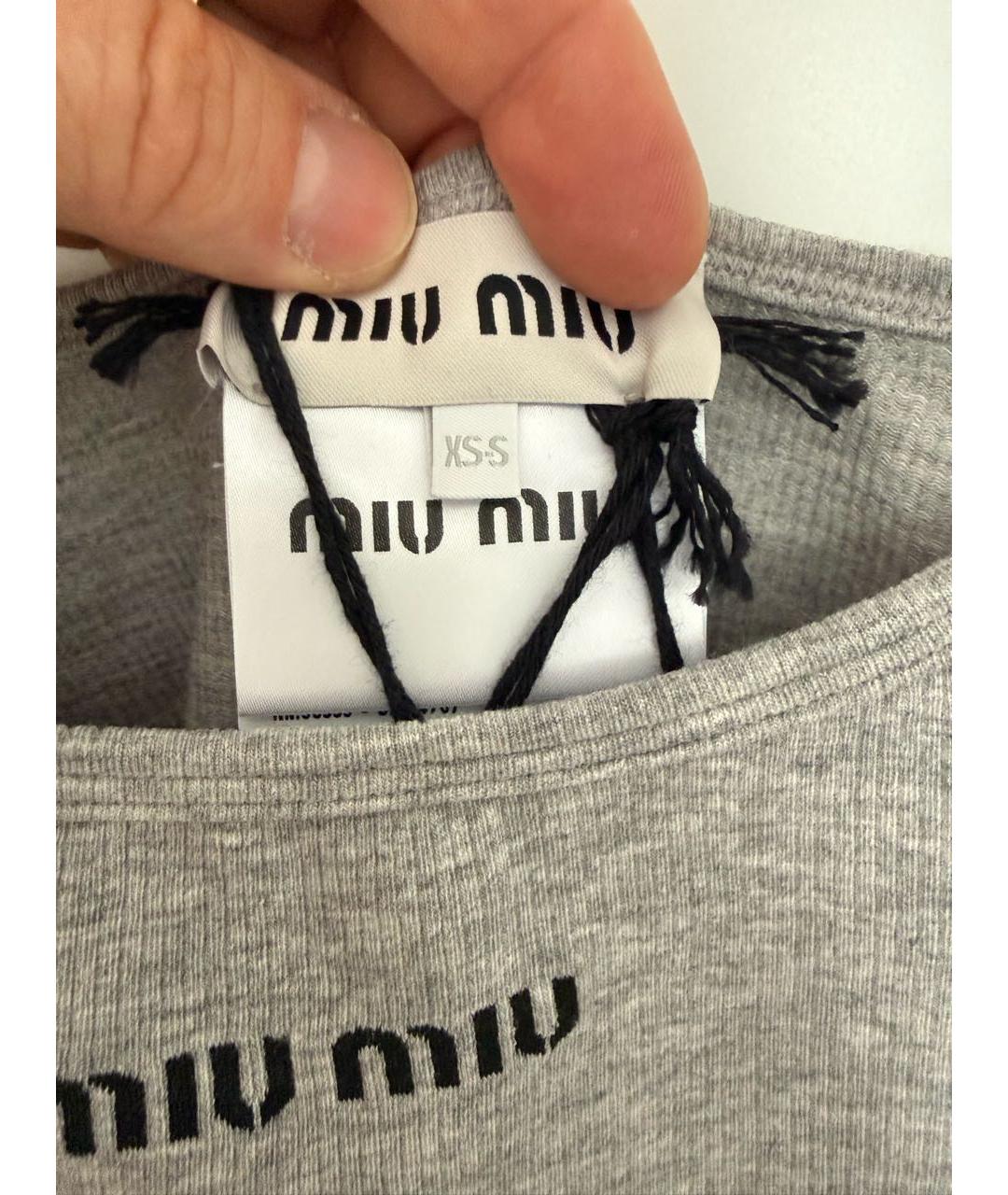 MIU MIU Серое хлопковое повседневное платье, фото 3