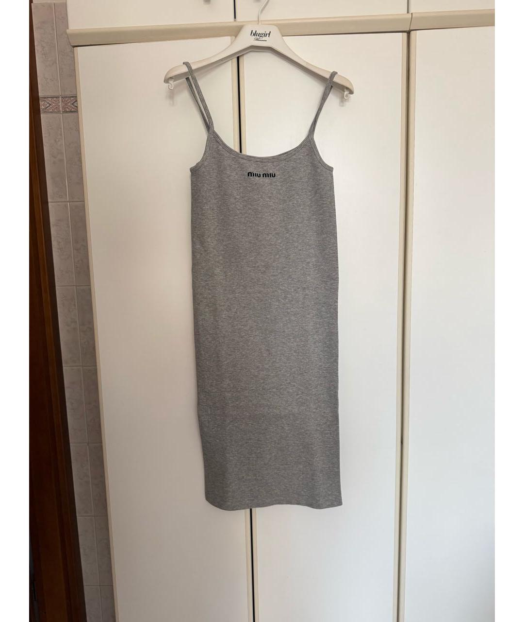 MIU MIU Серое хлопковое повседневное платье, фото 5