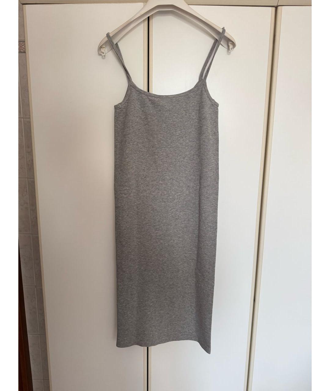 MIU MIU Серое хлопковое повседневное платье, фото 2