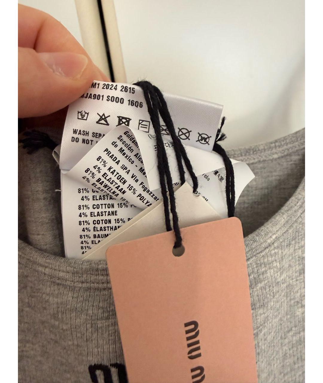 MIU MIU Серое хлопковое повседневное платье, фото 4