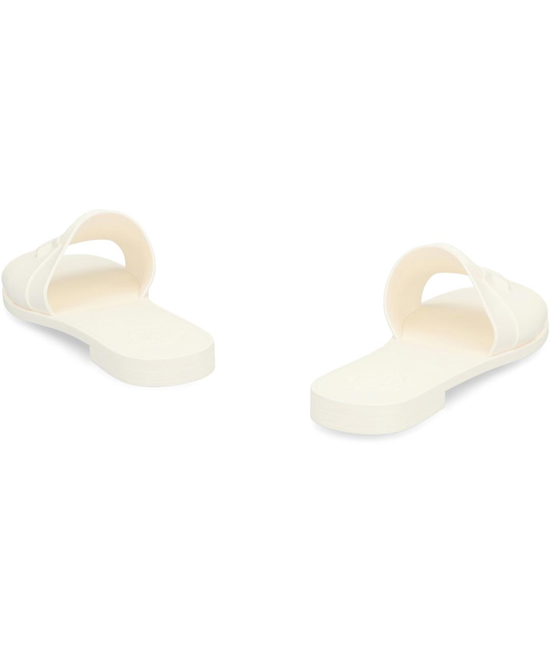 MONCLER Белые резиновые шлепанцы, фото 4