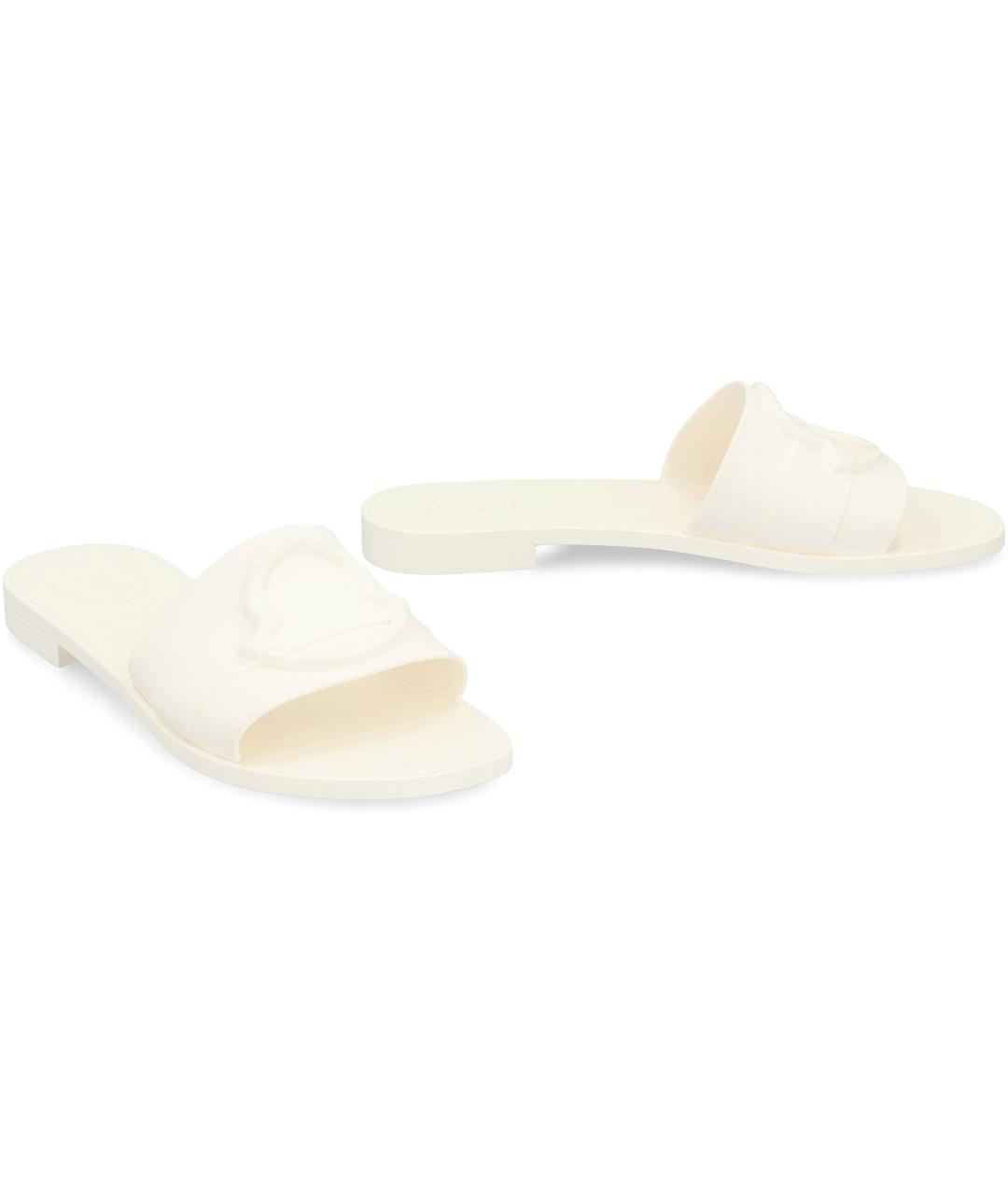 MONCLER Белые резиновые шлепанцы, фото 3