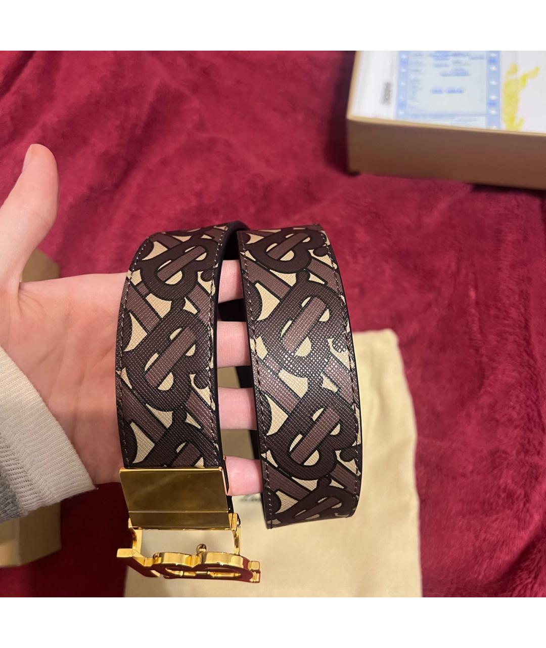 BURBERRY Коричневый кожаный ремень, фото 2