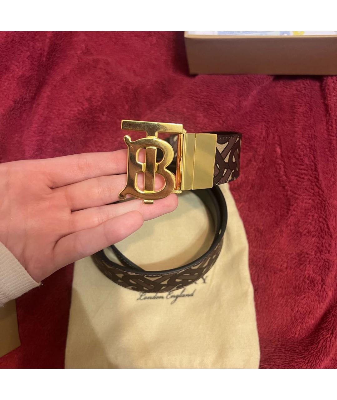 BURBERRY Коричневый кожаный ремень, фото 5