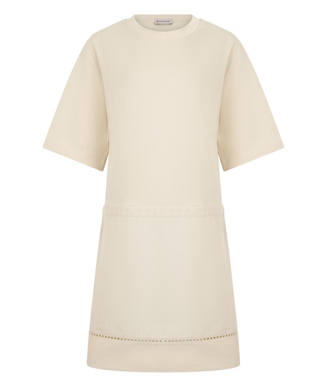 MONCLER Бежевое хлопковое повседневное платье, фото 1