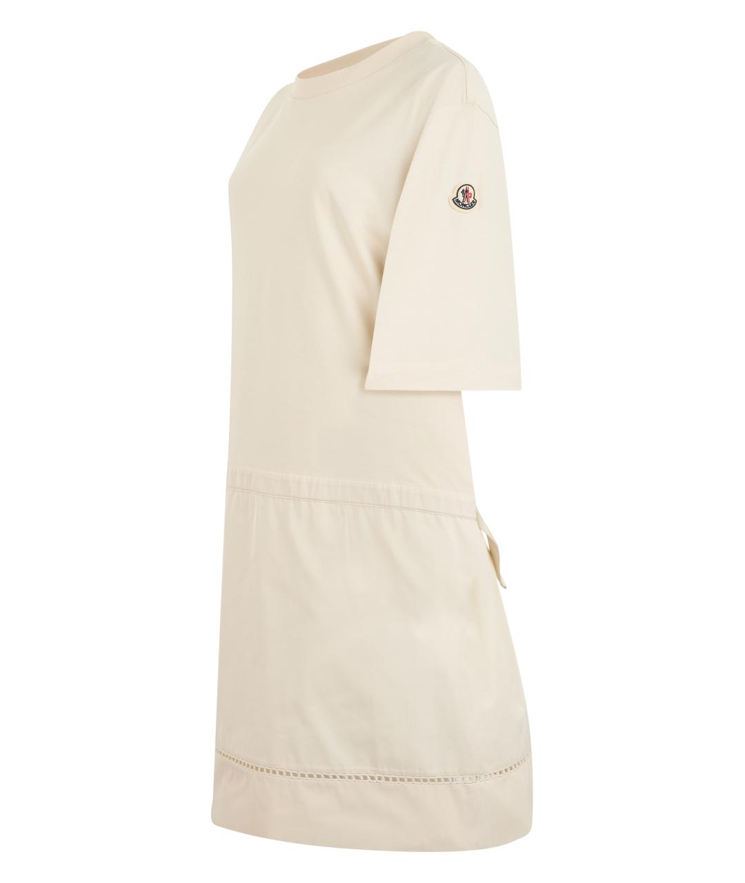 MONCLER Бежевое хлопковое повседневное платье, фото 3