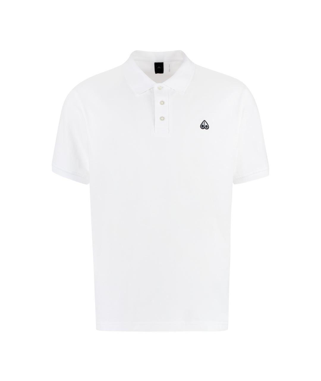 MOOSE KNUCKLES Белое хлопковое поло с коротким рукавом, фото 1