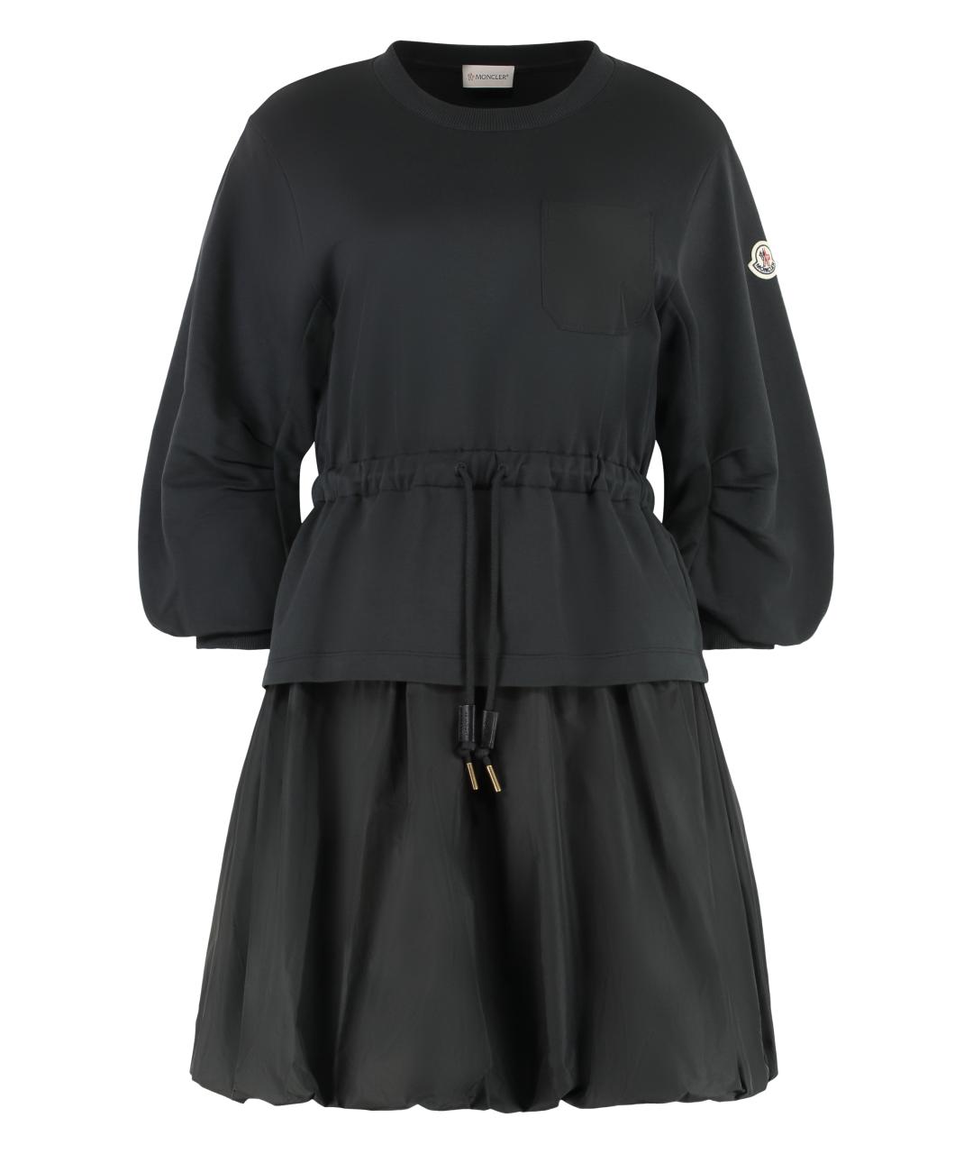MONCLER Черное хлопковое повседневное платье, фото 1