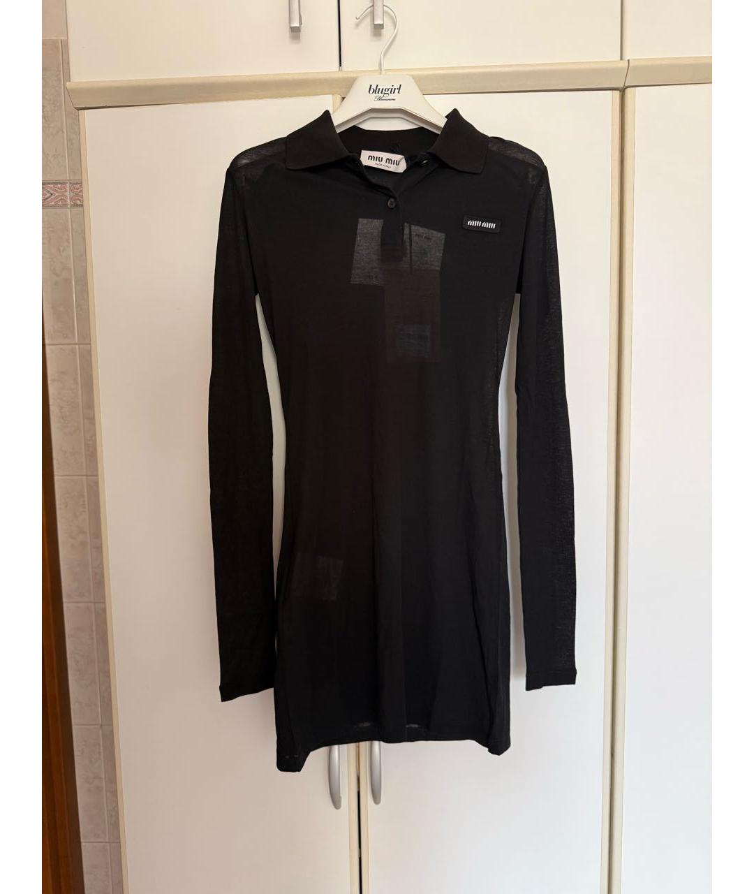 MIU MIU Черное хлопковое повседневное платье, фото 5