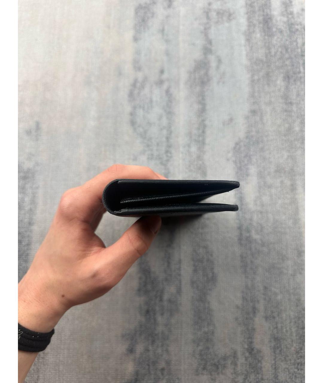 LOUIS VUITTON Черный кожаный кошелек, фото 3