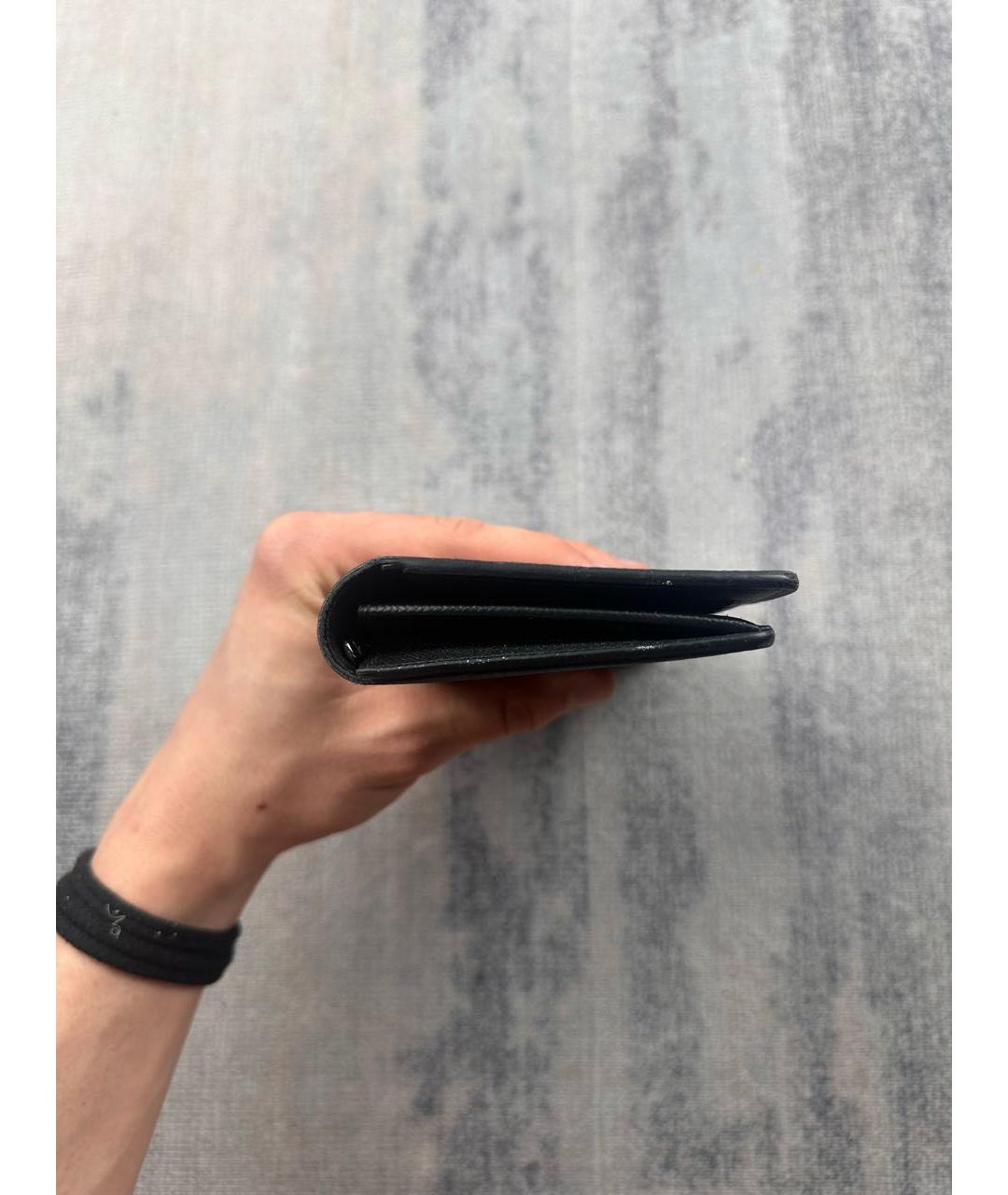 LOUIS VUITTON Черный кожаный кошелек, фото 6