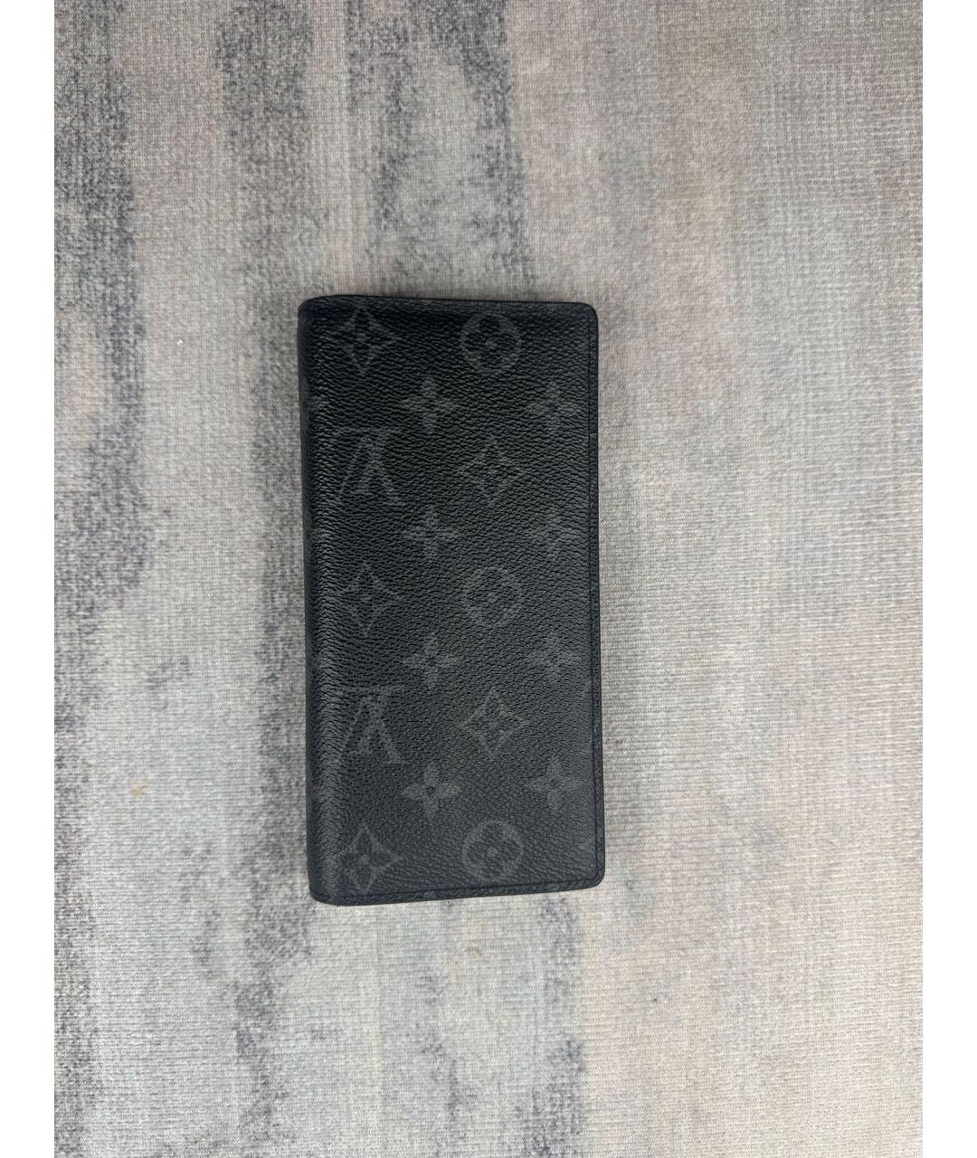 LOUIS VUITTON Черный кожаный кошелек, фото 4