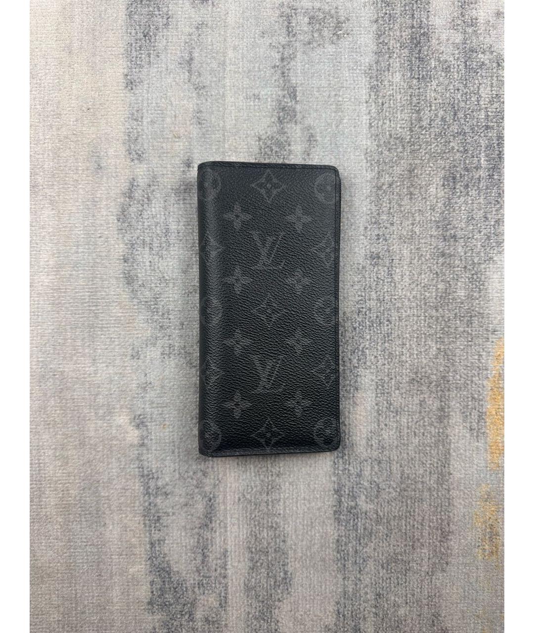 LOUIS VUITTON Черный кожаный кошелек, фото 7