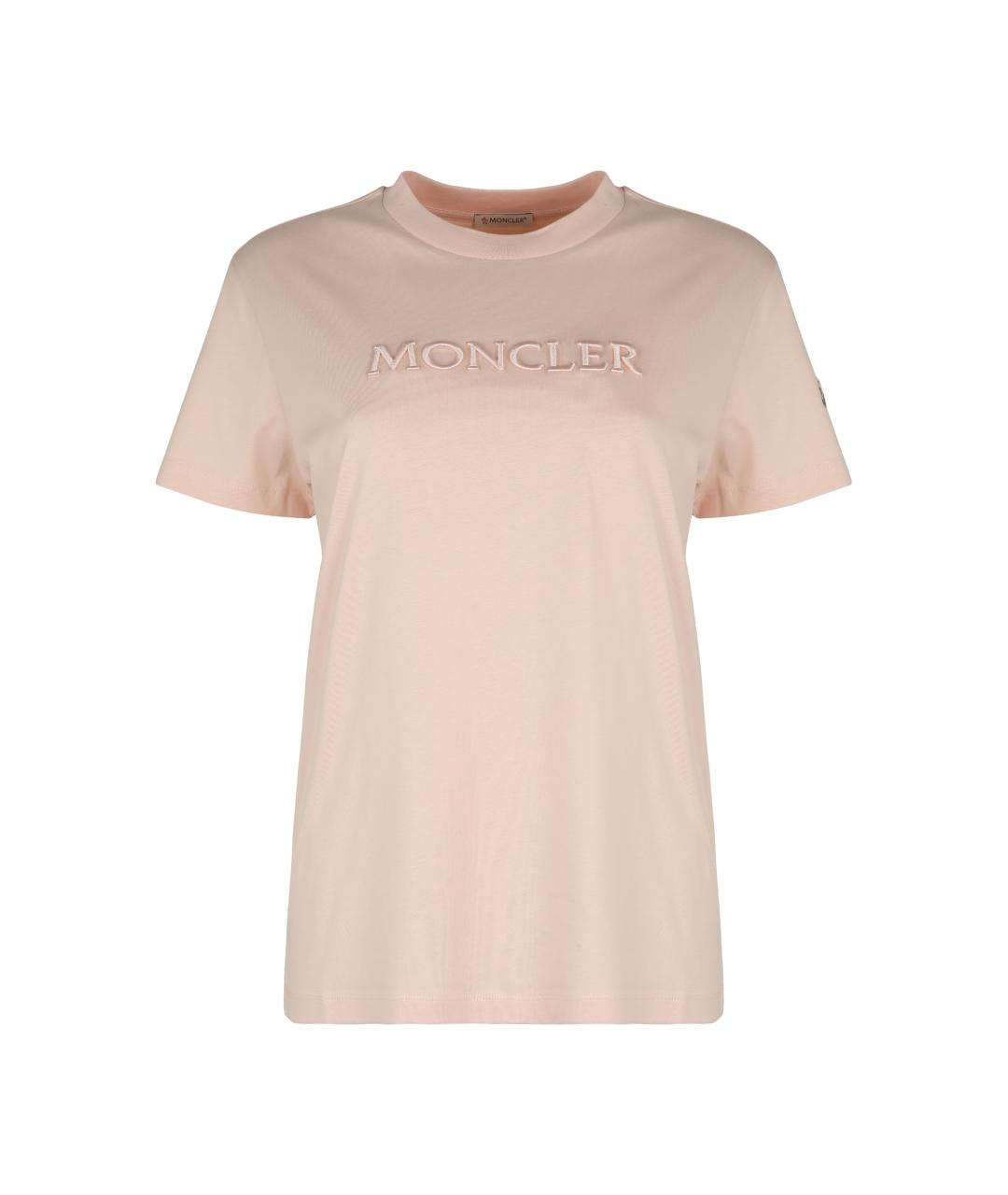 MONCLER Розовая хлопковая футболка, фото 1