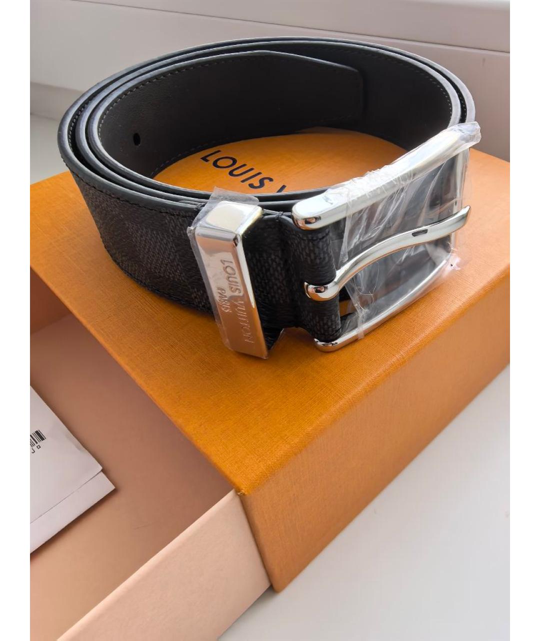 LOUIS VUITTON Серый кожаный ремень, фото 5