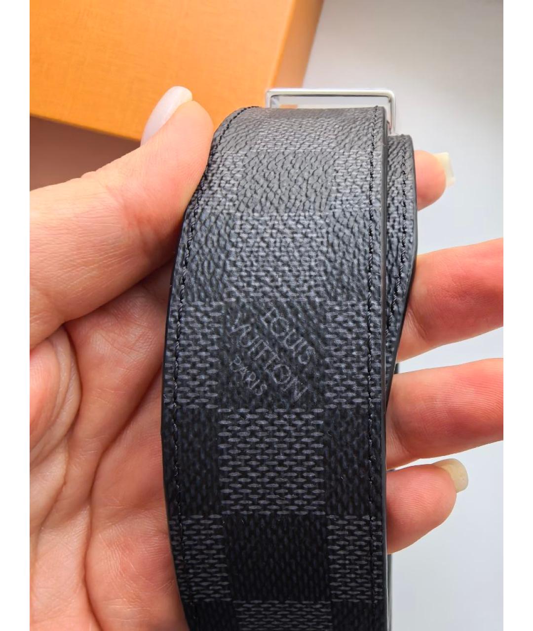 LOUIS VUITTON Серый кожаный ремень, фото 6